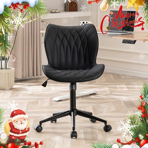 Modern Armless Office Chair with Wheels and Adjustable Features